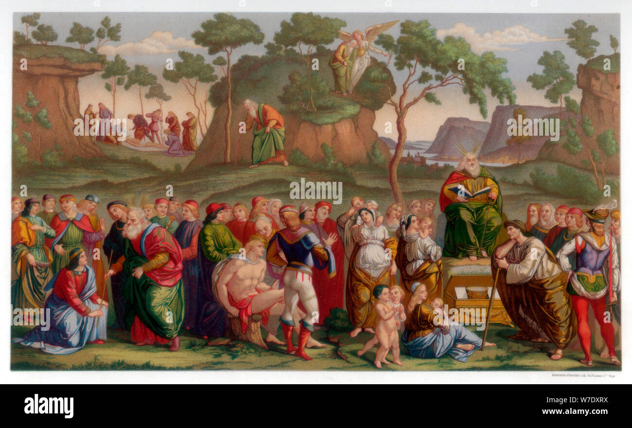 Der 'Mose Testament und Tod', 1481-1482 (1870). Artist: Franz Kellerhoven Stockfoto