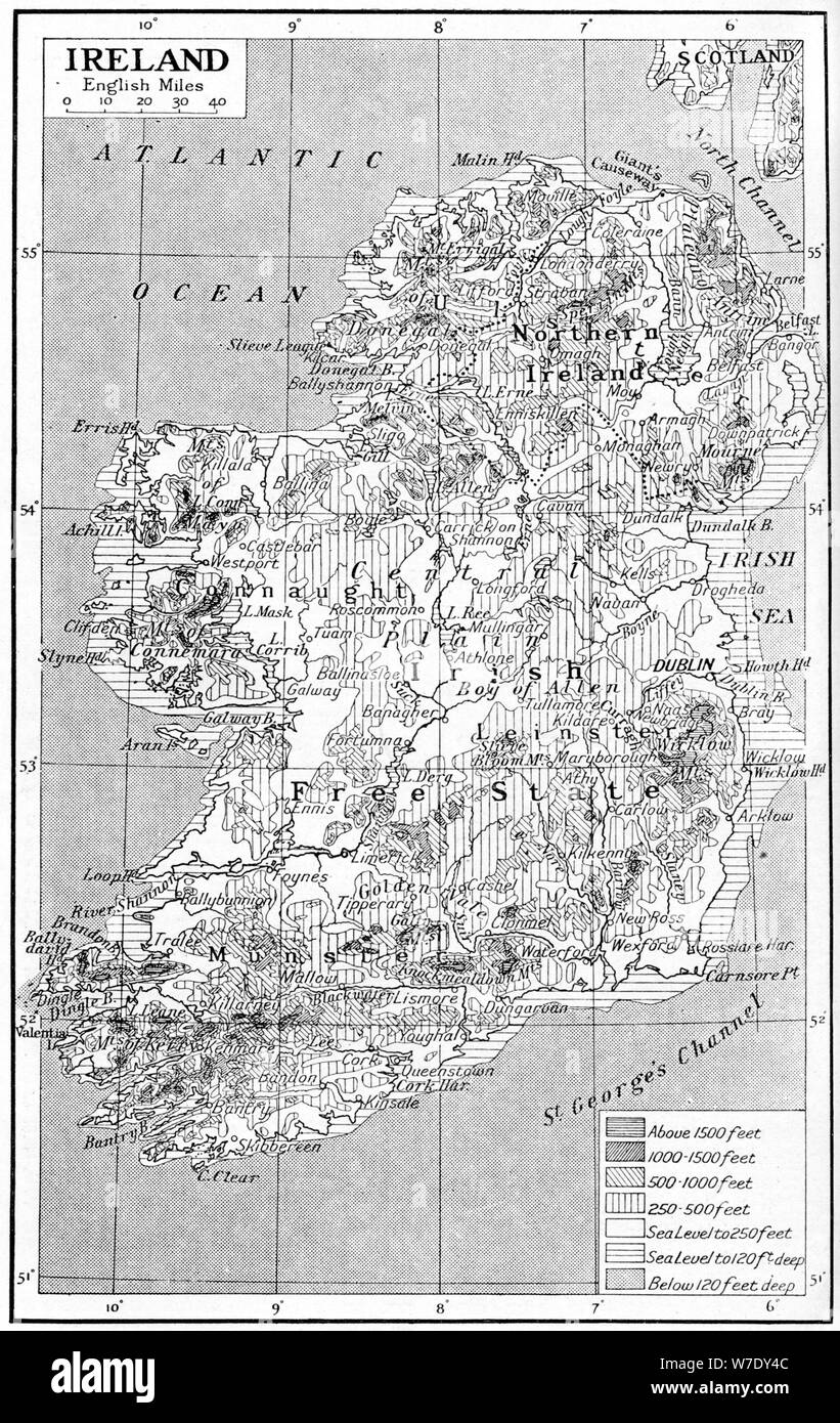 Karte von Irland, c 1930. Artist: Unbekannt Stockfoto