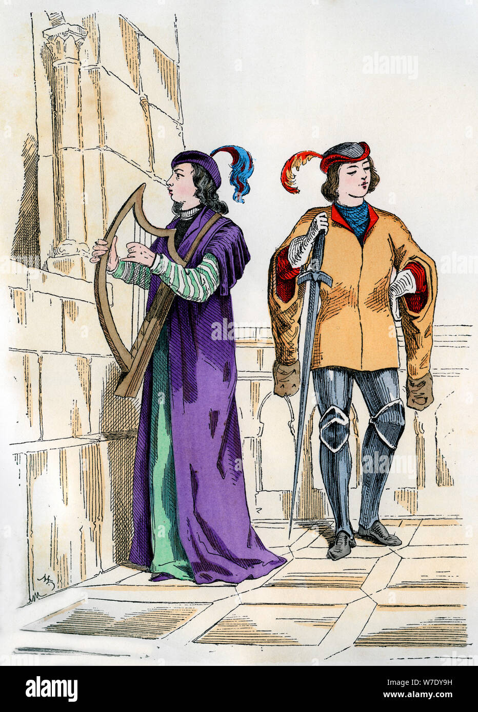 Seite und Troubadour des 13. Jahrhunderts, 1882-1884. Artist: Unbekannt Stockfoto