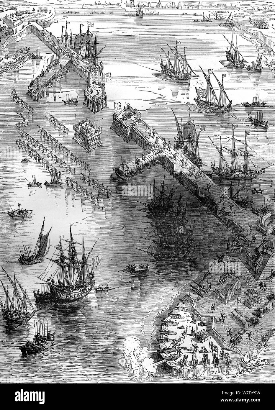 Belagerung von La Rochelle, Frankreich, 1627 (1882-1884). Artist: Unbekannt Stockfoto