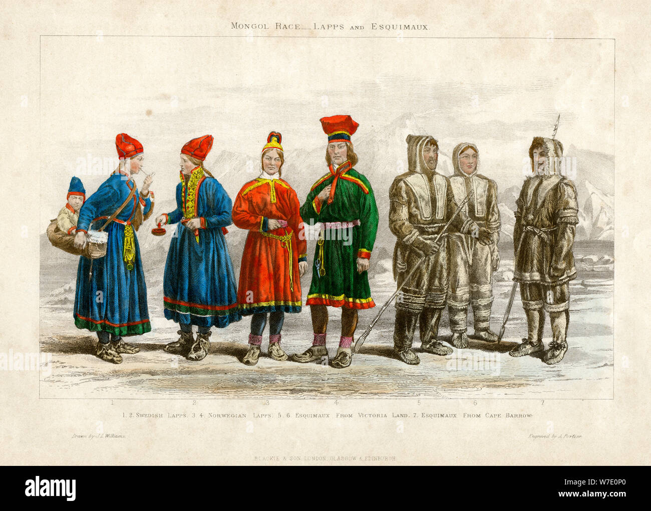 'Mongol Rasse, Lappen und Esquimaux", aus dem 19. Jahrhundert. Artist: ein Portier Stockfoto