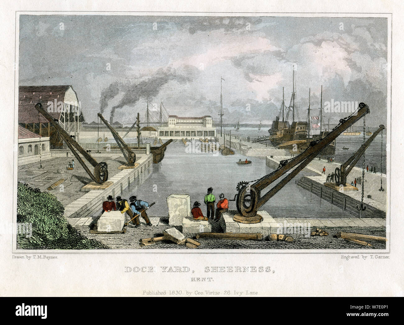 'Dock Yard, Sheerness, Kent", 1830. Artist: T Garner Stockfoto