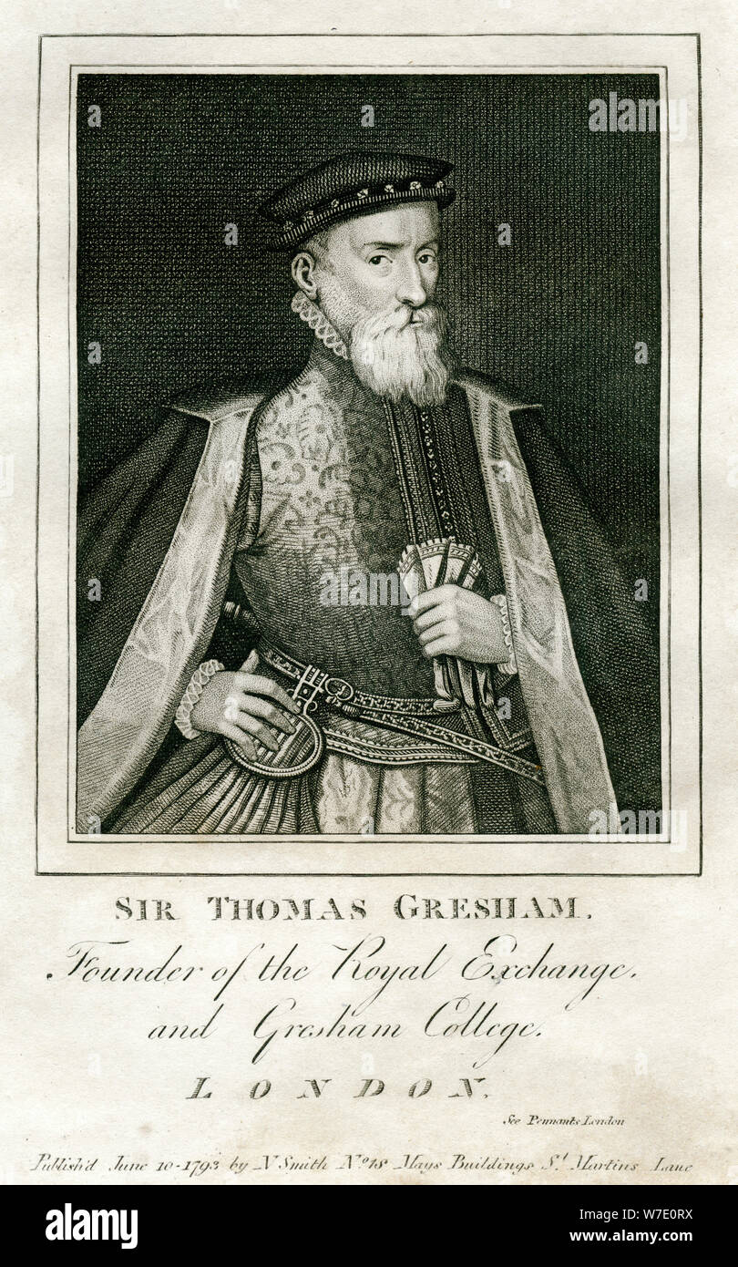 Sir Thomas Gresham, britischer Kaufmann und Finanzier, 16. Jahrhundert (1793). Artist: Unbekannt Stockfoto
