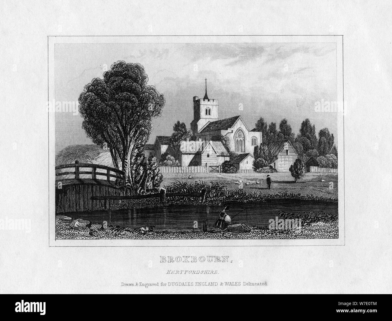 Broxbourne, Hertfordshire, Mitte des 19. Jahrhunderts. Artist: Unbekannt Stockfoto