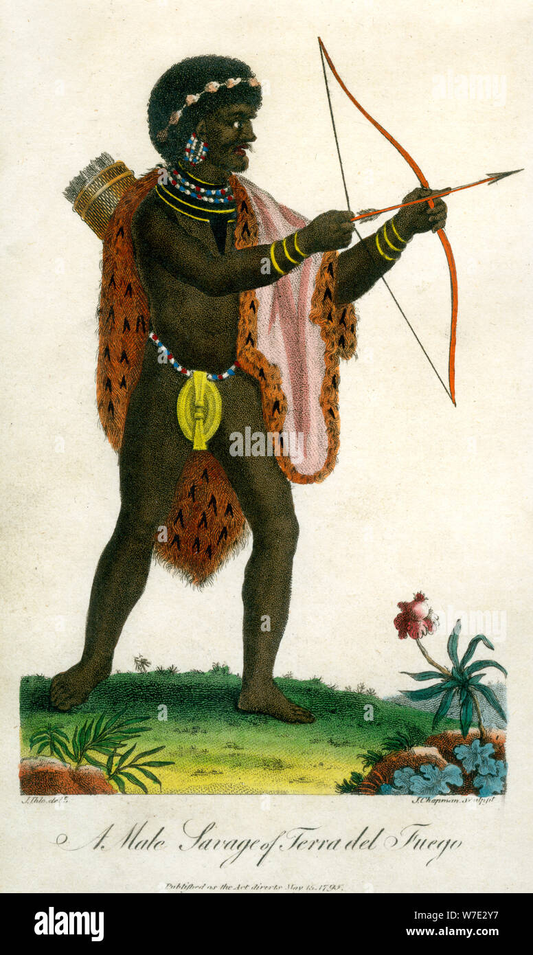 "Ein männlicher Savage von Terra del Fuego", 1795. Schöpfer: J Chapman. Stockfoto