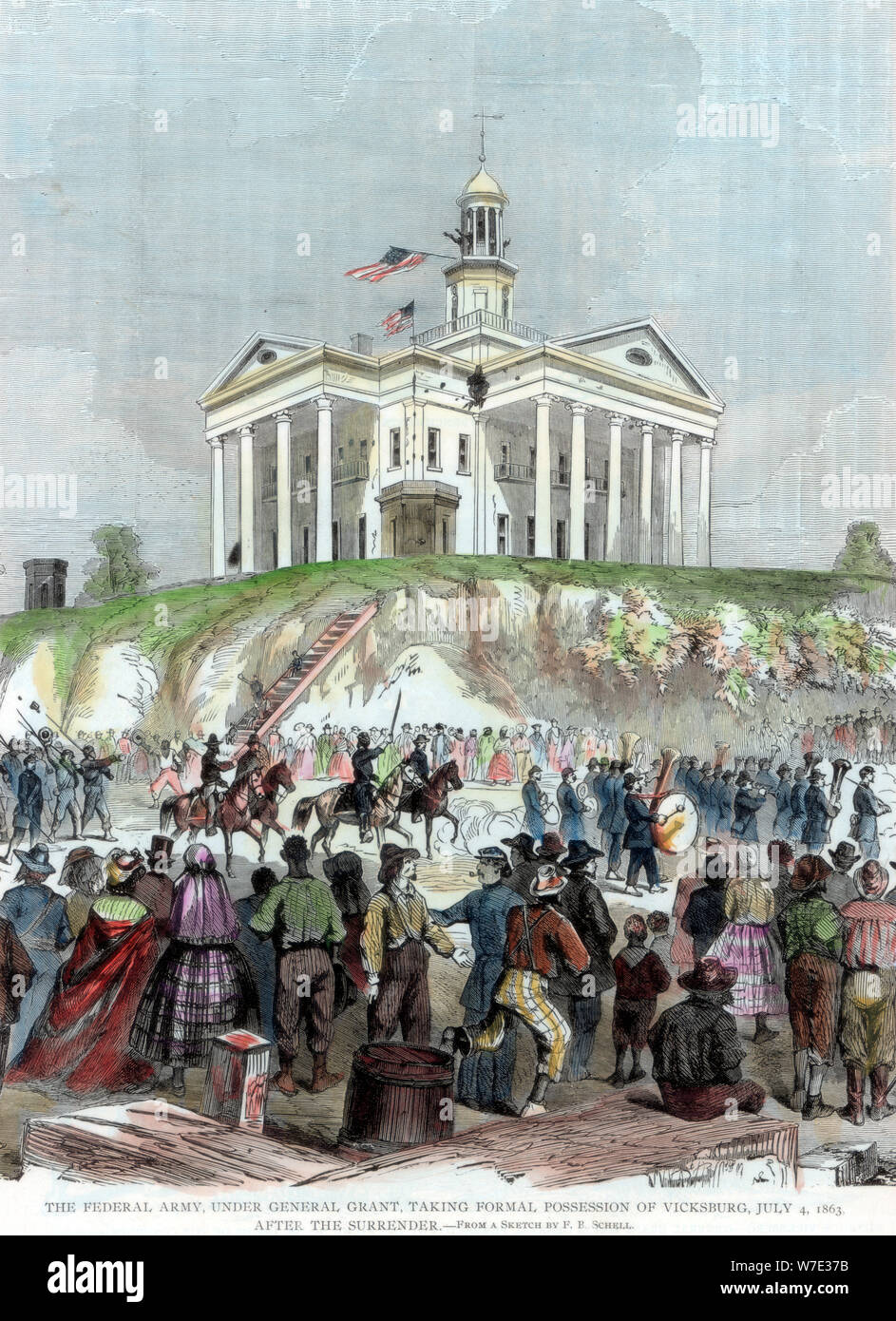 Erfassung von Vicksburg, Mississippi, von der Union Armee, Amerikanischer Bürgerkrieg, den 4. Juli 1863. Artist: Unbekannt Stockfoto