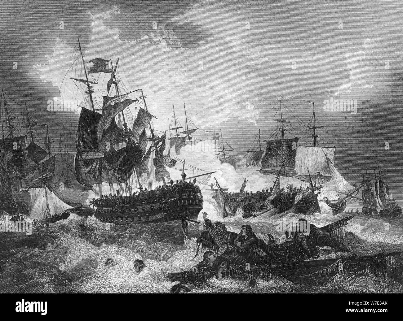 Admiral Duncan's Sieg über der niederländischen Flotte, Nordsee, 11. Oktober 1797, (c 1857). Artist: J Rogers Stockfoto