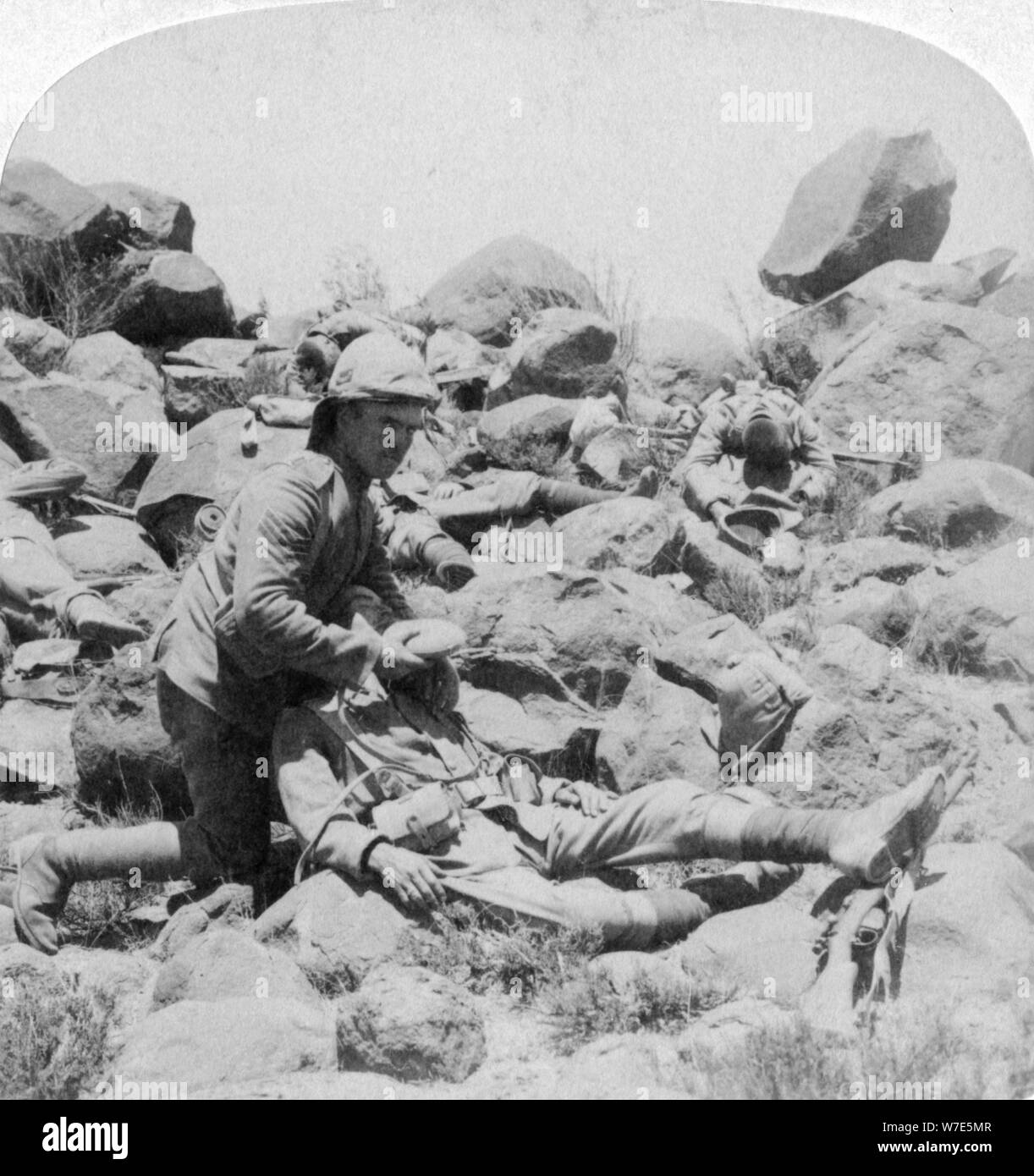 "Der letzte Tropfen", battlefield Szene, Dordrecht, Südafrika, Burenkrieg, 30. Dezember 1900. Artist: Underwood & Underwood Stockfoto