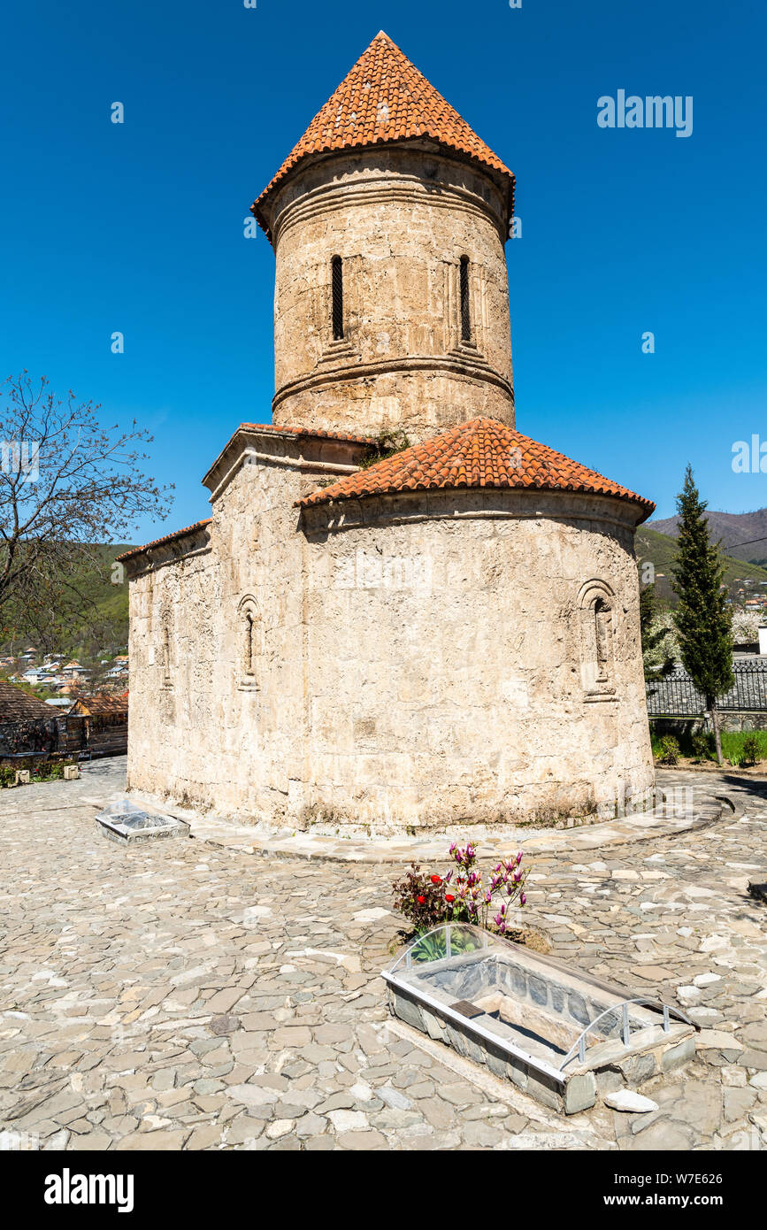 Außenansicht des Kis Albanischen Kirche in der Nähe von Scheki, Aserbaidschan. Stockfoto