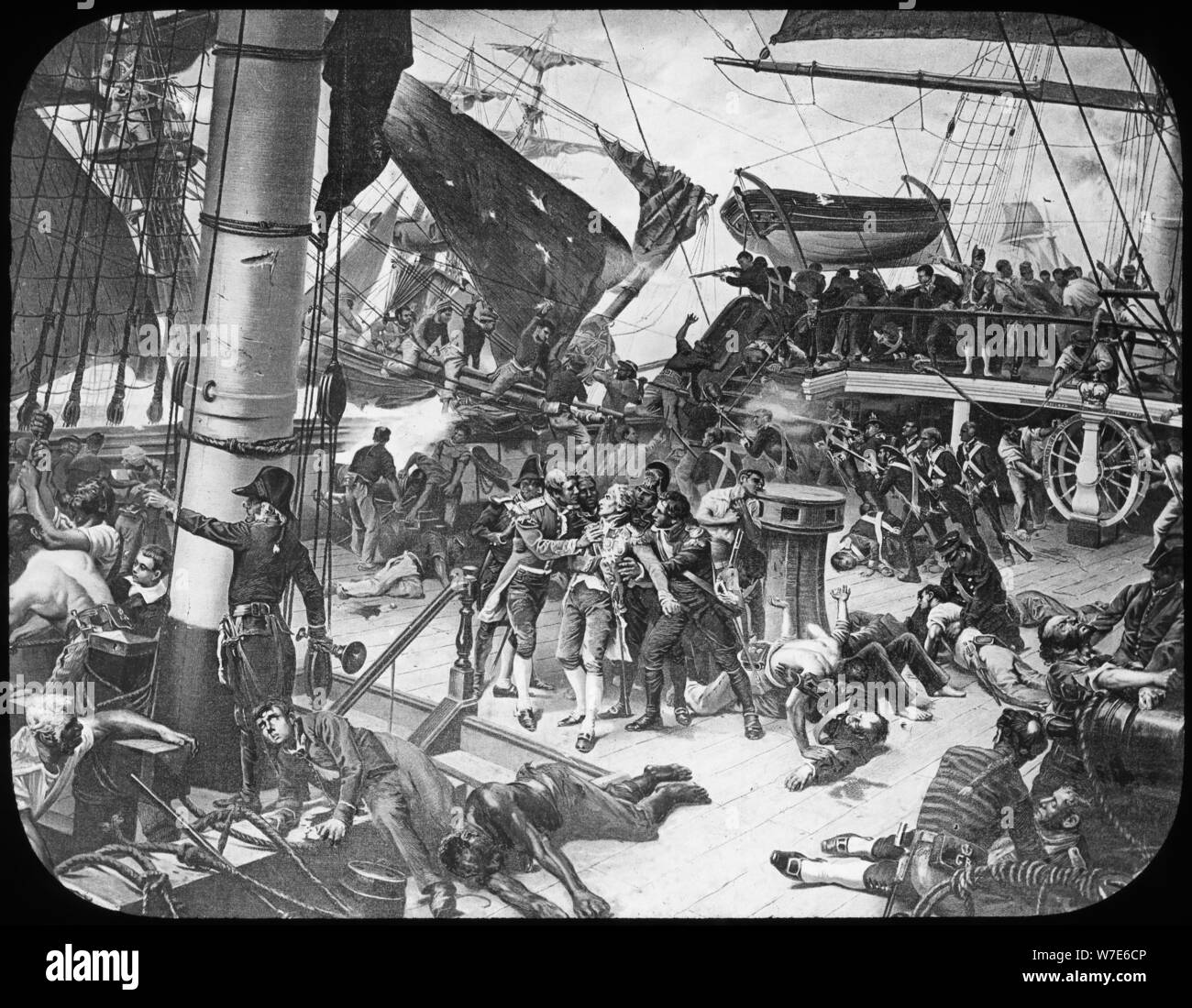 Das Deck der HMS "Sieg", 1805. Artist: Newton & Co. Stockfoto