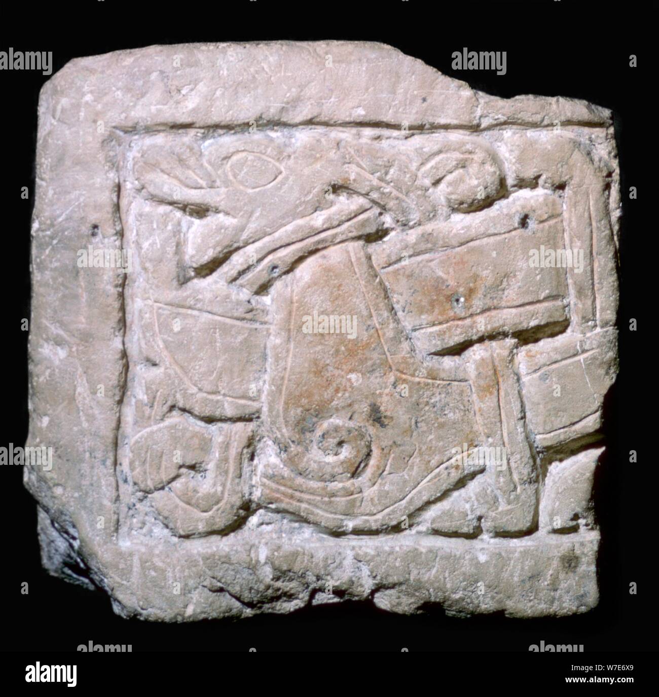 Geschnitzte Jellinge stil Viking grave-Platte von York. Artist: Unbekannt Stockfoto