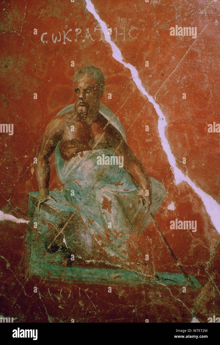 Wandmalerei des griechischen Philosophen Sokrates, 2. vorchristlichen Jahrhundert. Artist: Unbekannt Stockfoto