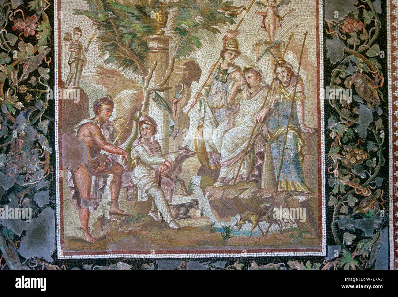 Römische Mosaik des Urteil des Paris. Artist: Unbekannt Stockfoto
