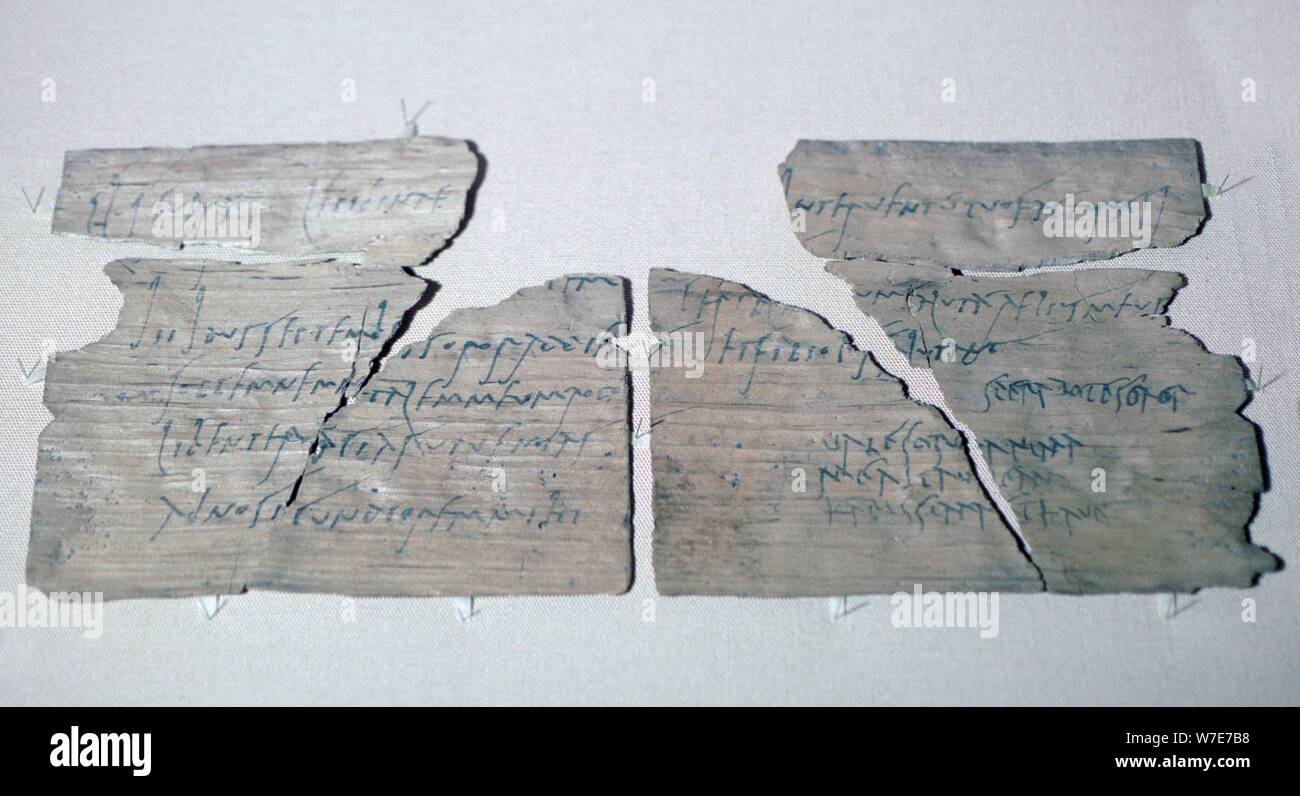 Römische Holz Schreibtafel aus Vindolanda mit einer Partei Einladung, späten 1. oder frühen 2. Artist: Claudia Severa Artist: Unbekannt Stockfoto