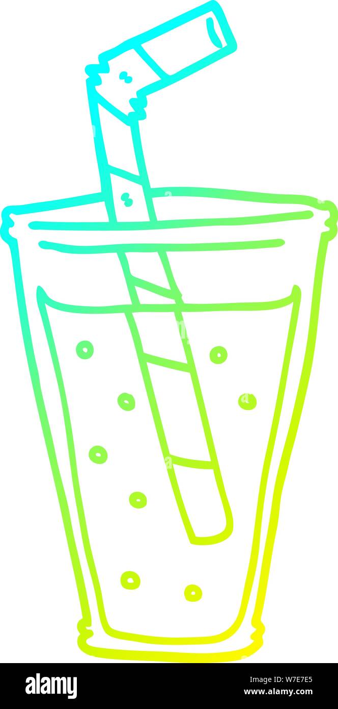 Kalte abstufungslinie Zeichnung einer Cartoon kohlensäurehaltige Getränke Stock Vektor
