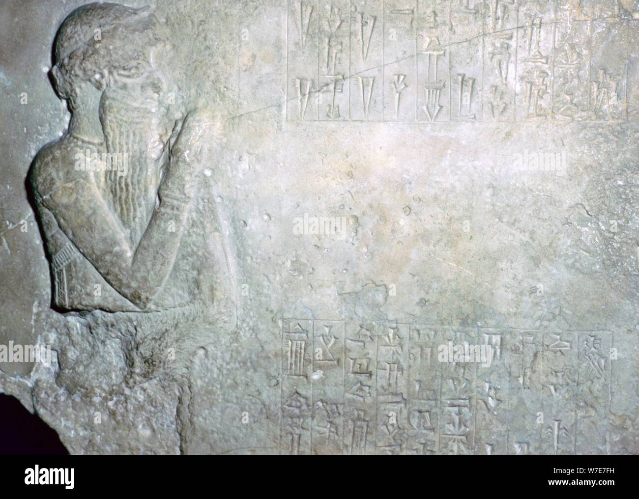 Tablet zeigen König Hammurapi am Gottesdienst, Erste Dynastie von Babylon, ca. 1760-1750 v. Chr.. Artist: Unbekannt Stockfoto