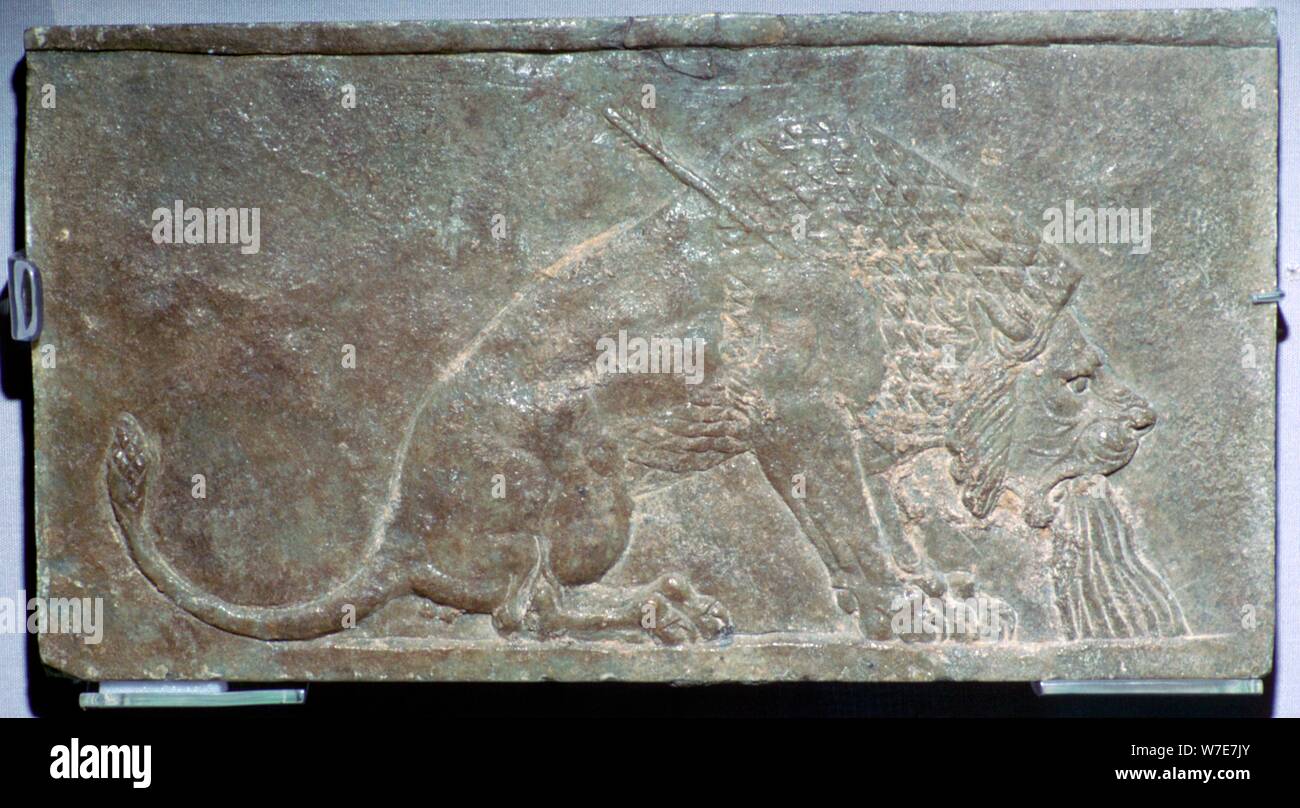 "Der sterbende Löwe', ein Stein von Ninive, Nordirak, Neuassyrischen, c 645 v. Chr.. Artist: Unbekannt Stockfoto