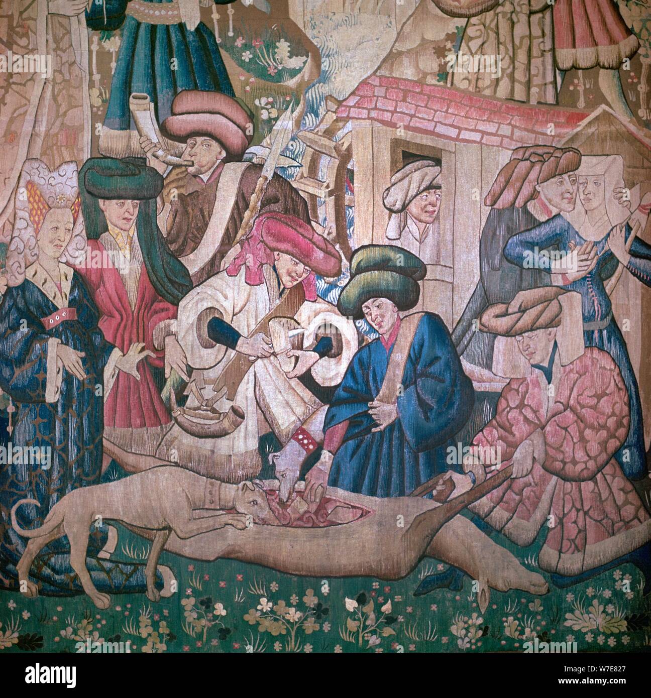 Von der Devonshire Jagd Gobelins aus dem 15. Jahrhundert. Artist: Unbekannt Stockfoto