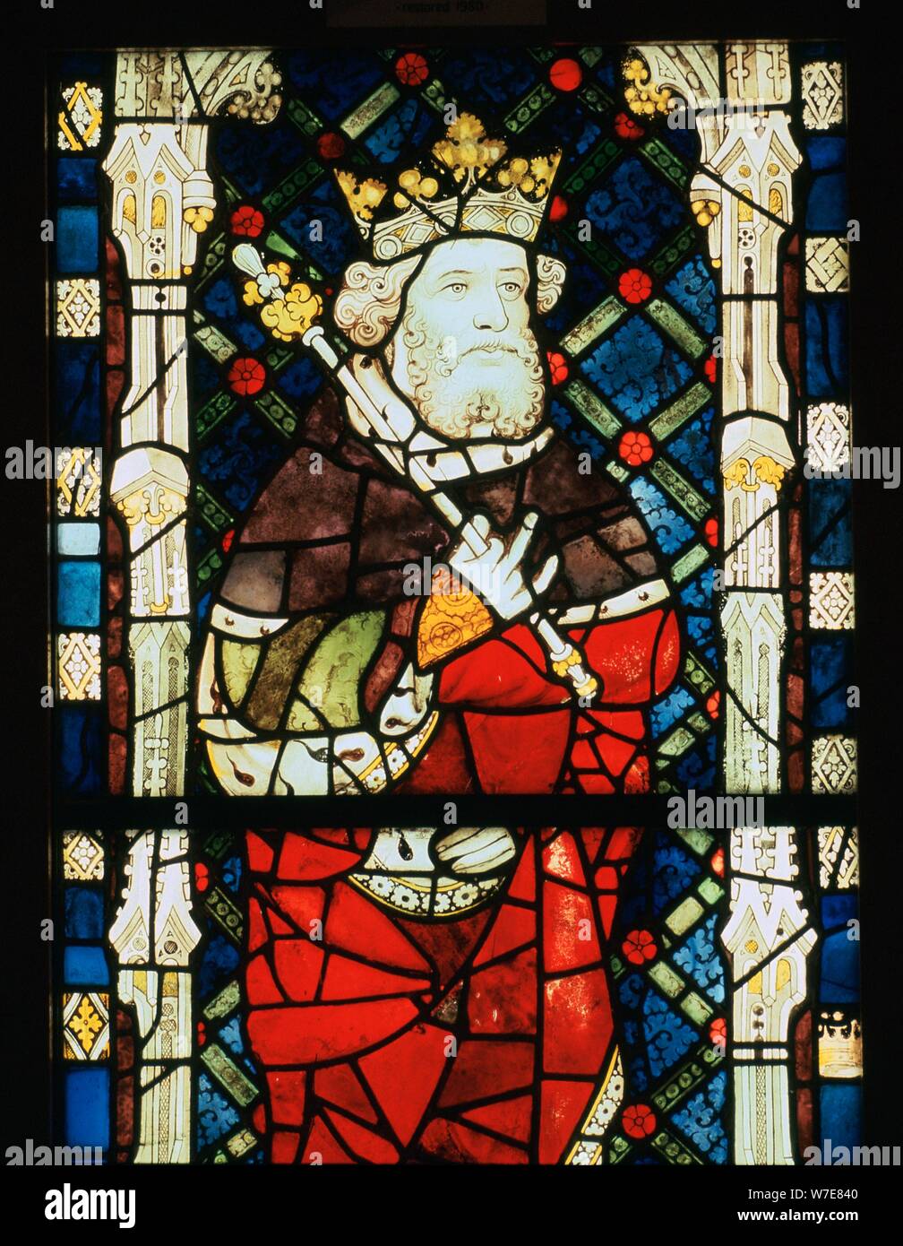 Kirchenfenster von König Cnut, aus dem 15. Jahrhundert. Artist: Unbekannt Stockfoto