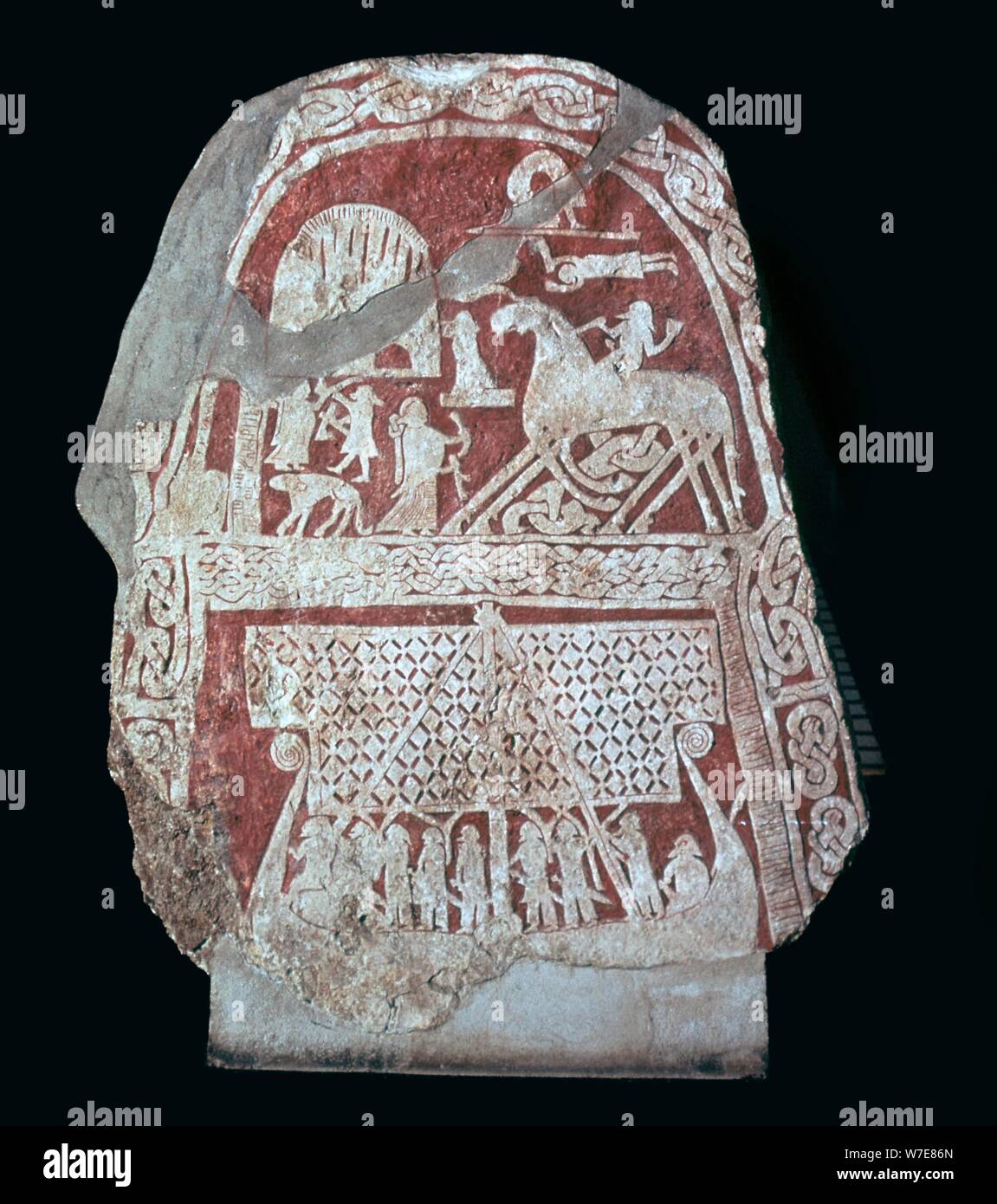 Viking Stele zeigt Odins Pferd Sleipnir. Artist: Unbekannt Stockfoto