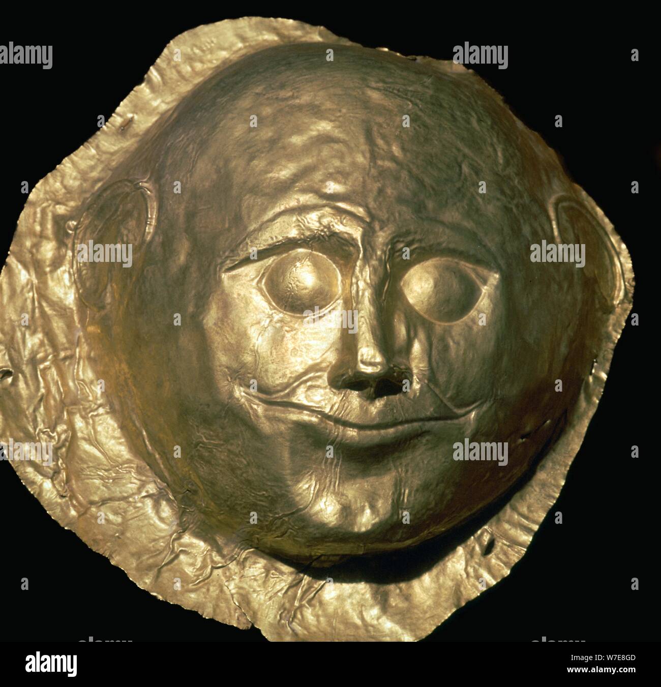 Goldene Totenmaske eines mykenischen König, 17. Jahrhundert v. Chr.. Artist: Unbekannt Stockfoto