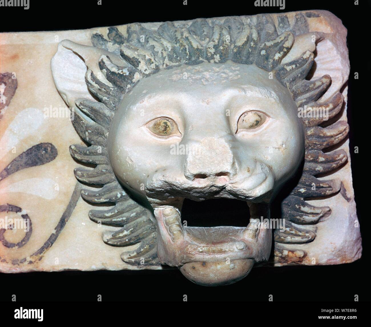 Marmor Fragment der einen Löwenkopf Wasserspeier, 5. Jahrhundert v. Chr.. Artist: Unbekannt Stockfoto