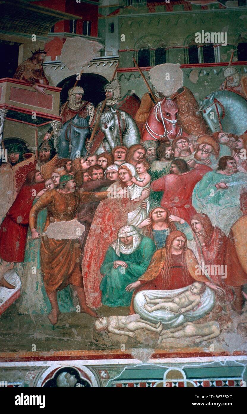 Fresko der Mord der unschuldigen Kinder in Siena, 15. Jahrhundert. Artist: Unbekannt Stockfoto