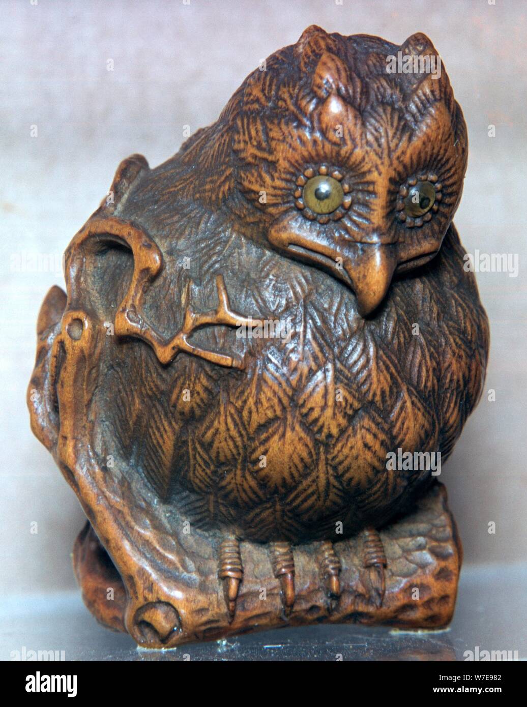 Japanische Netsuke einer Eule. Artist: Unbekannt Stockfoto