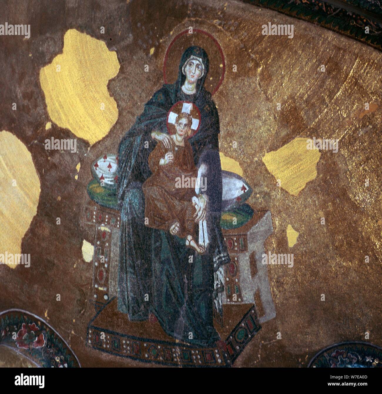 Byzantinisches Mosaik von Mutter und Kind. Artist: Unbekannt Stockfoto