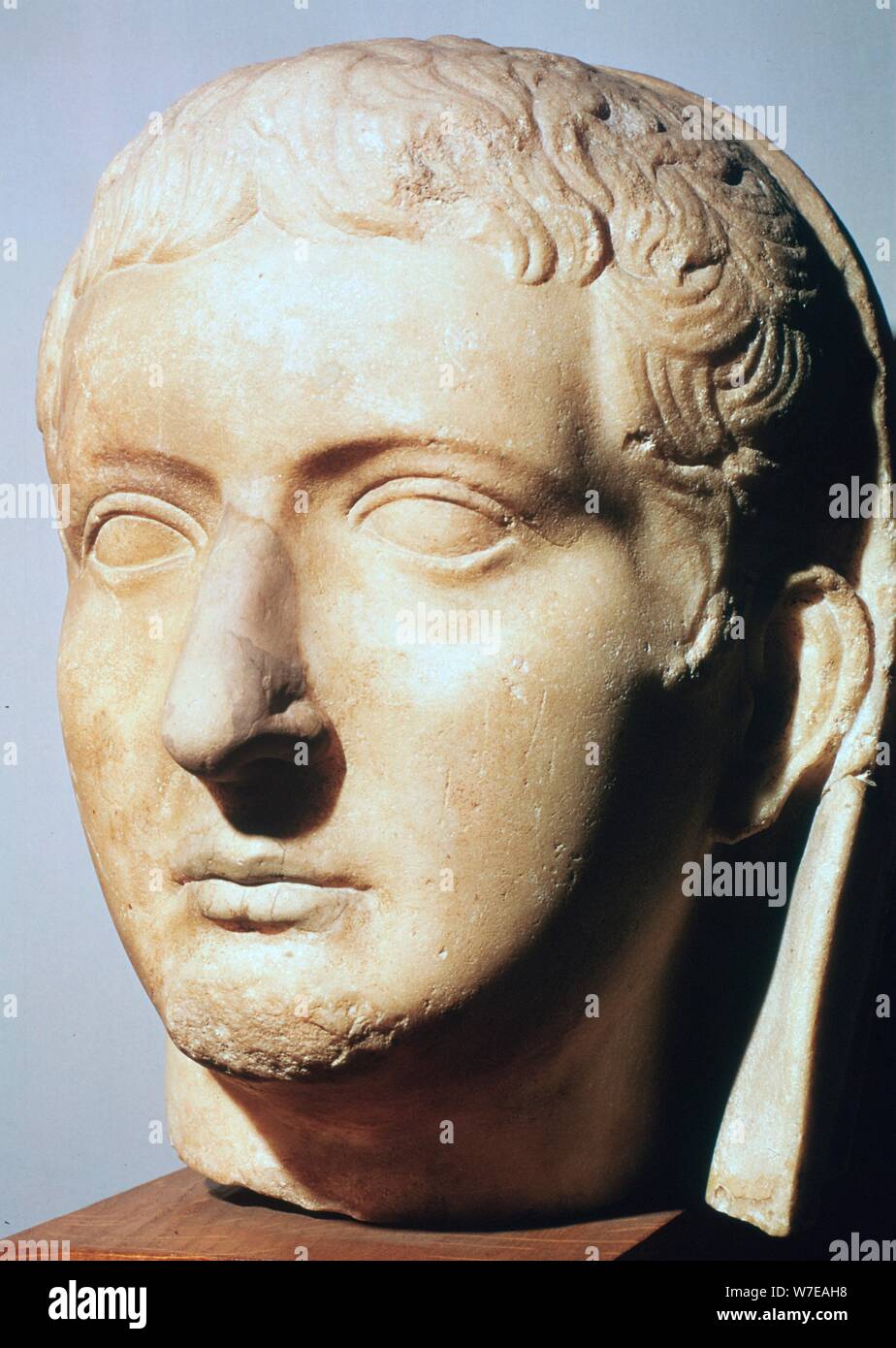 Kopf des römischen Kaisers Tiberius, 1. Jahrhundert. Artist: Unbekannt Stockfoto