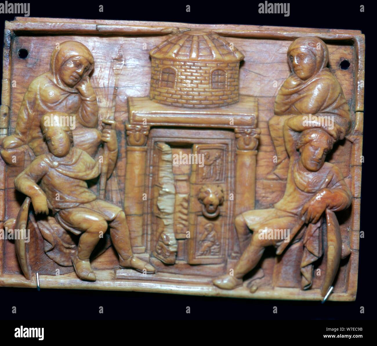 Byzantinische elfenbein Panel zeigt das Grab von Jesus am Ostermorgen, 5. Jahrhundert. Artist: Unbekannt Stockfoto