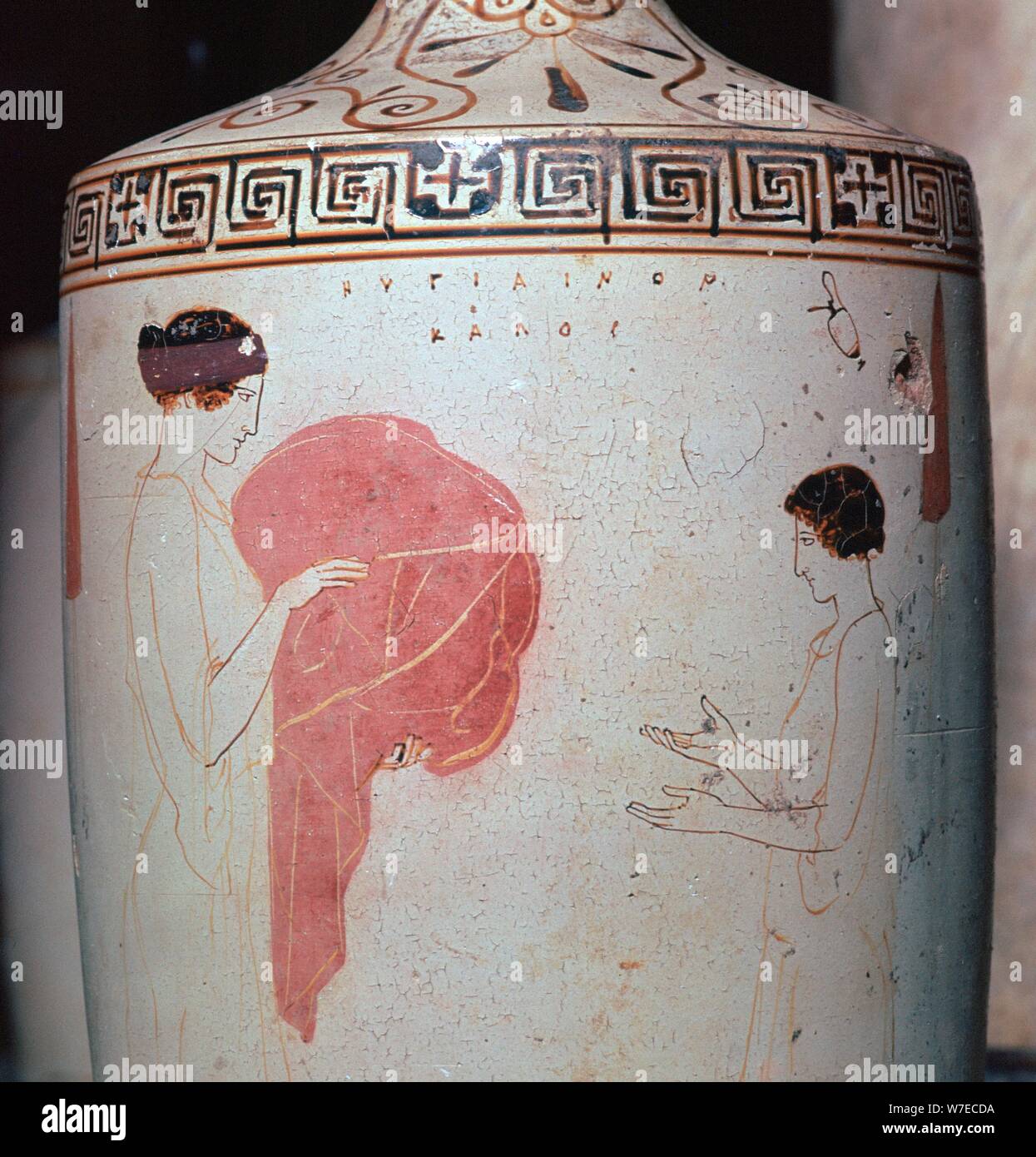 Detail einer griechischen lekythos zeigt eine Herrin und Magd, 5. Jahrhundert v. Chr.. Artist: Unbekannt Stockfoto