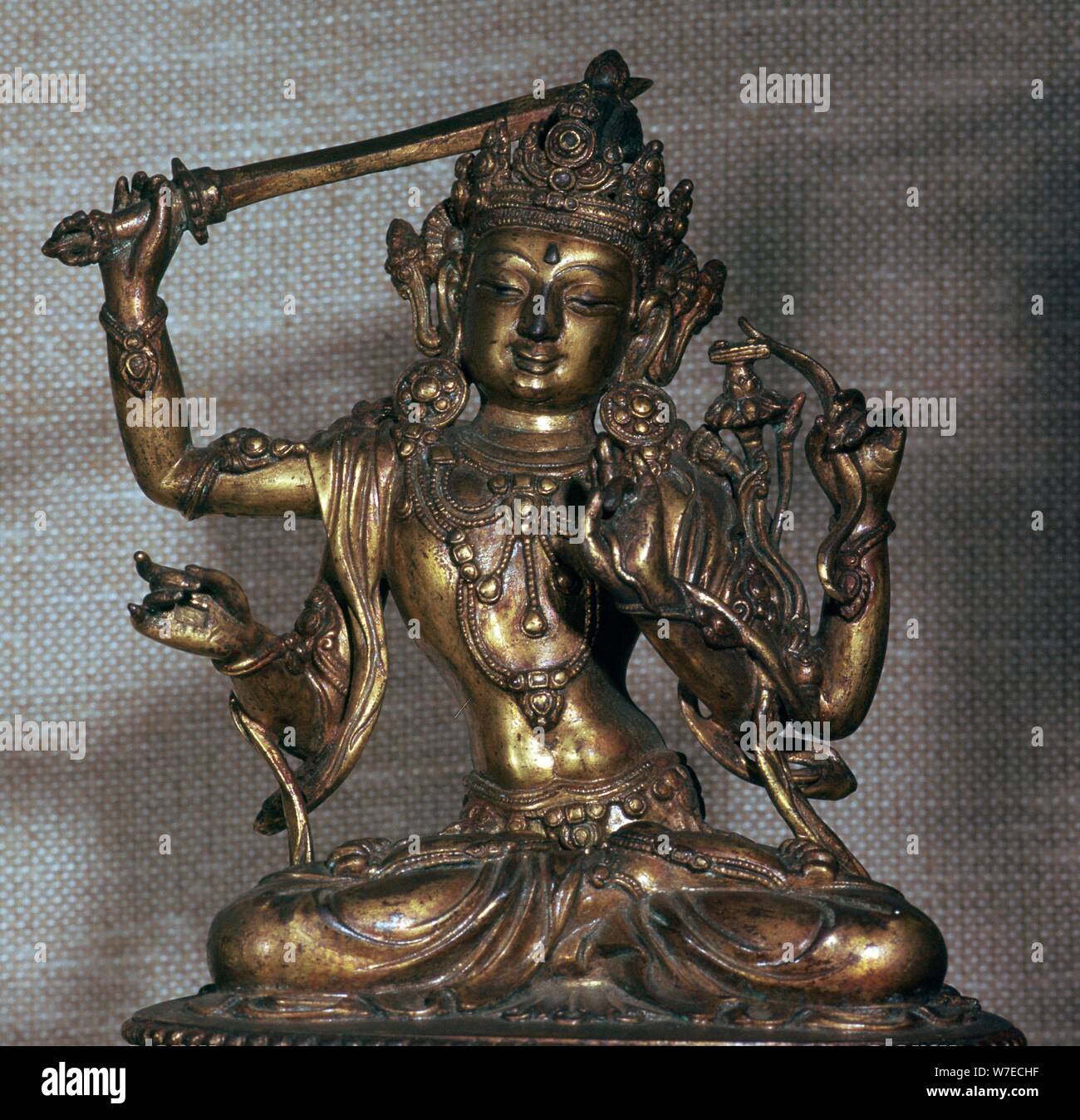 Statue des Bodhisattva Manjusri, aus dem 15. Jahrhundert. Artist: Unbekannt Stockfoto