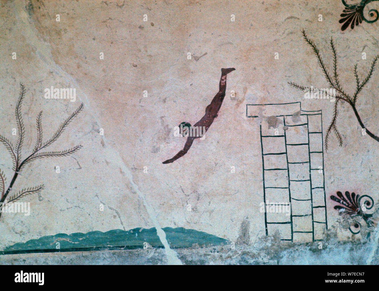 Wandmalerei aus einem griechischen Grab in Paestum ein Schwimmer, 8. Artist: Unbekannt Stockfoto