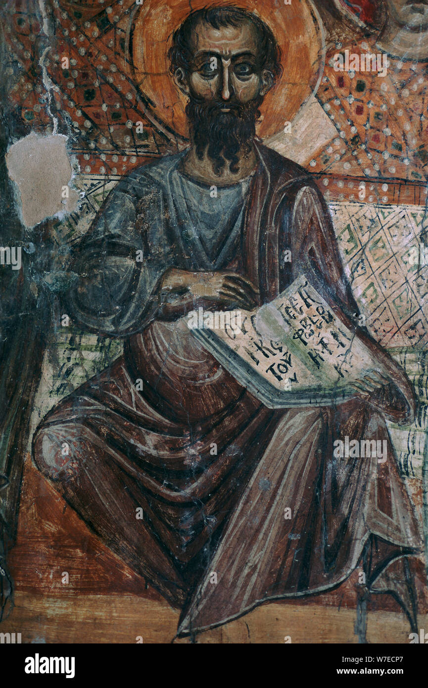 Wandmalerei eines Heiligen im Himmel, aus dem 13. Jahrhundert. Artist: Unbekannt Stockfoto