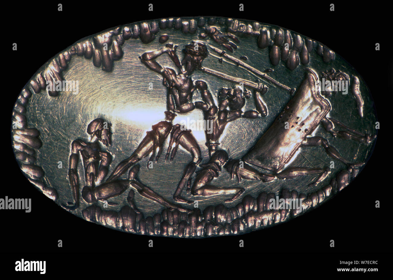 Mykenische goldene Siegel-ring, 17. bis 12. Jahrhundert v. Chr.. Artist: Unbekannt Stockfoto