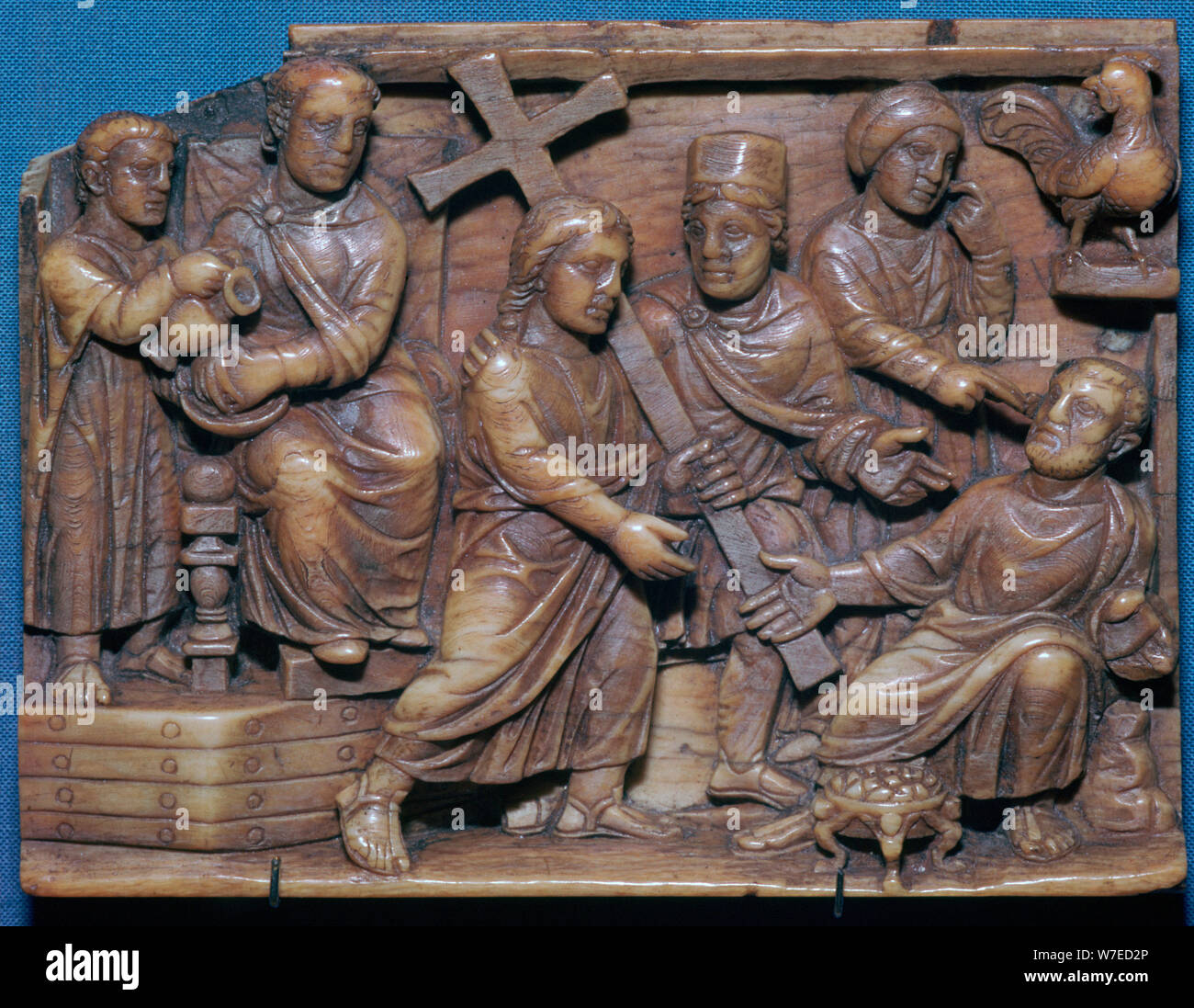 Byzantinische Elfenbein mit Pilatus Christus verurteilt und die Verweigerung von St. Peter, 5. Artist: Unbekannt Stockfoto