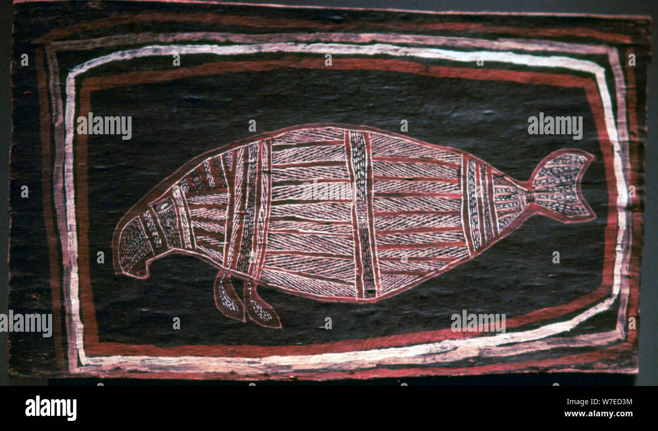 Australian Aboriginal Rinde - Malerei eine Seekuh. Artist: Unbekannt Stockfoto