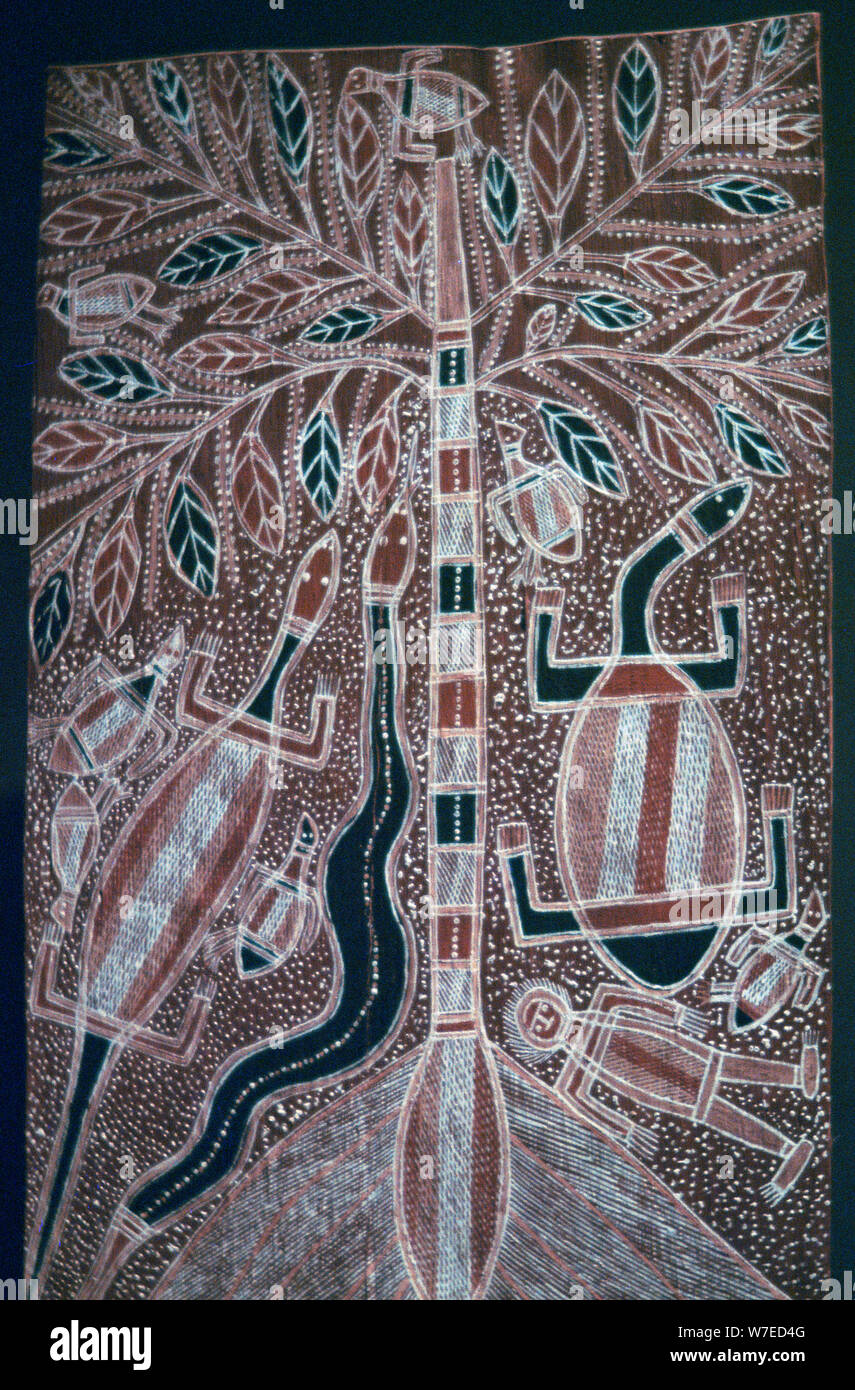 Australische Aborigine rindenmalerei. Artist: Unbekannt Stockfoto
