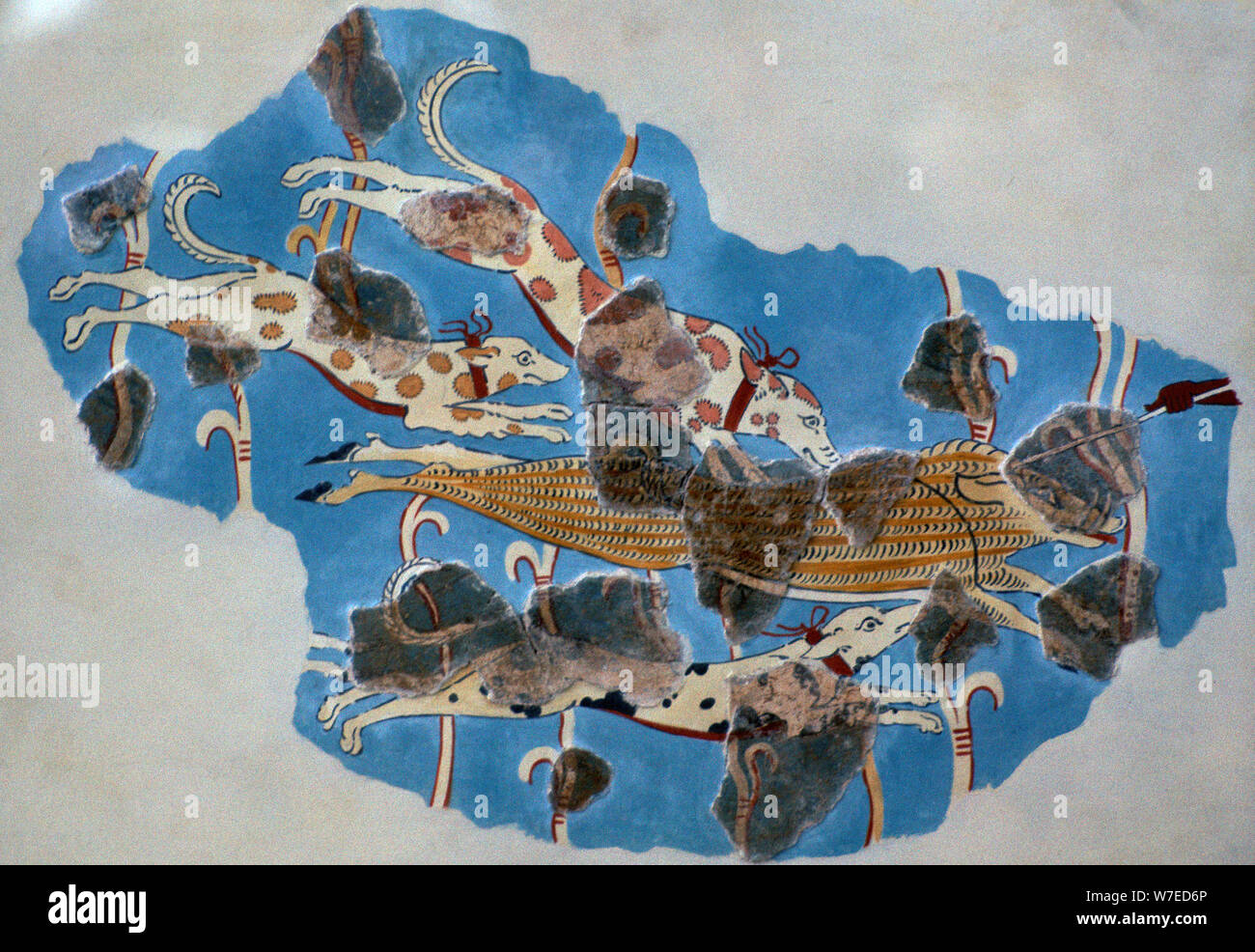 Detail einer Mykenischen Fresko ein Wildschwein Jagd. Artist: Unbekannt Stockfoto