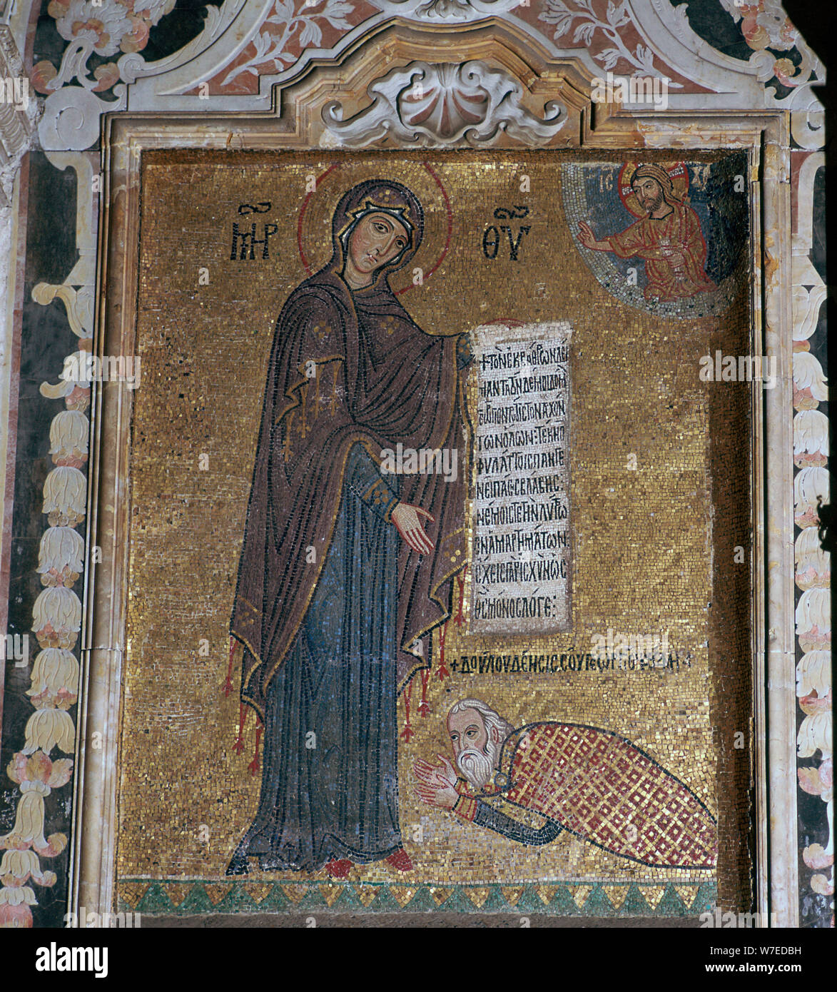 Ein Mosaik von Georg von Antiochien vor der Jungfrau Maria, aus dem 15. Jahrhundert. Artist: Unbekannt Stockfoto