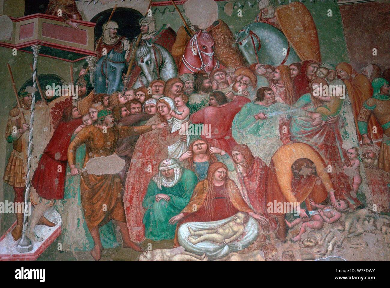 Fresko der Mord der unschuldigen Kinder, aus dem 15. Jahrhundert. Artist: Unbekannt Stockfoto