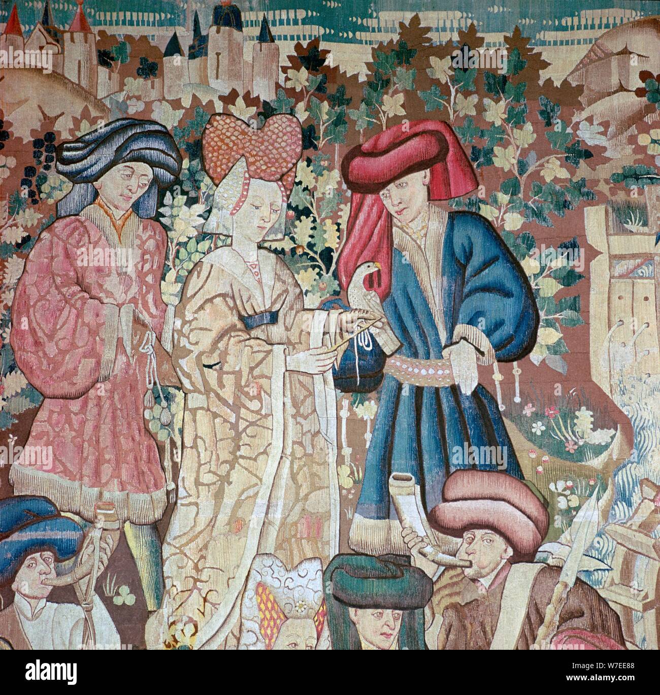 Von der Devonshire Jagd Gobelins aus dem 15. Jahrhundert. Artist: Unbekannt Stockfoto