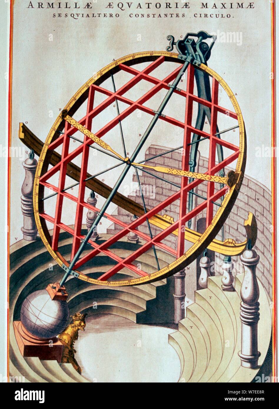 Die äquatorialen Armillary von Tycho Brahe, aus dem 17. Jahrhundert. Artist: Unbekannt Stockfoto