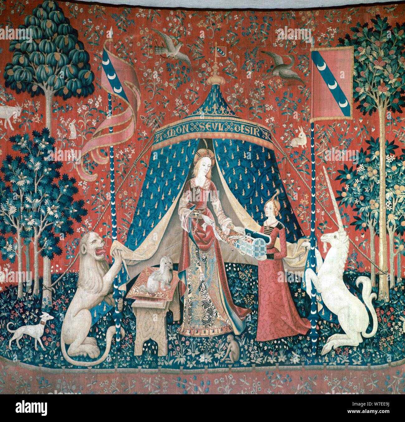 La Dame A La Licorne, aus dem 15. Jahrhundert. Artist: Unbekannt Stockfoto