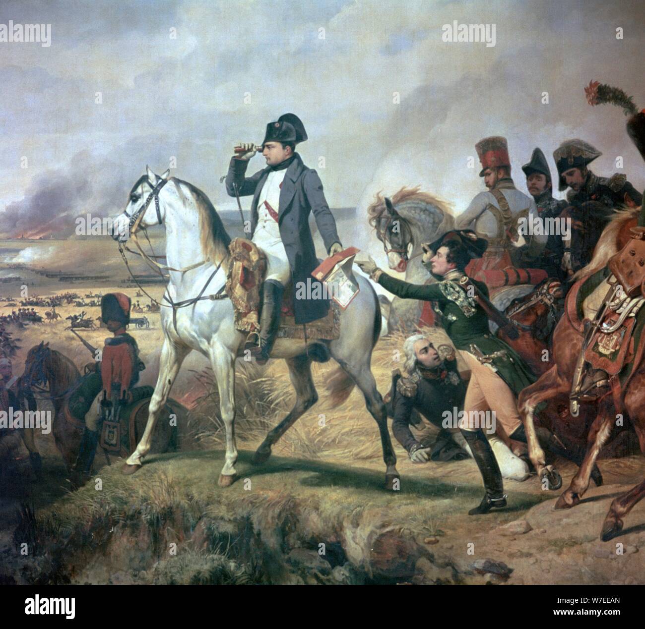 Napoleon in der Schlacht bei Wagram, 19. Schöpfer: Émile Jean-Horace Vernet. Stockfoto