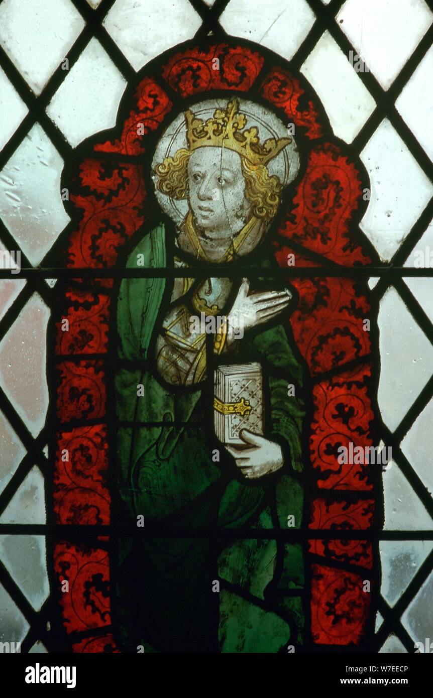Glasmalerei von St Edward dem Bekenner, aus dem 15. Jahrhundert. Artist: Unbekannt Stockfoto