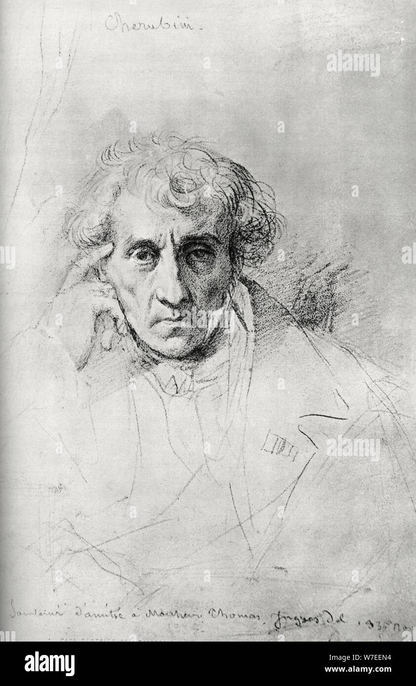 Luigi Cherubini (1760-1842), italienischer Komponist, 1830. Schöpfer: Jean-Auguste-Dominique Ingres. Stockfoto