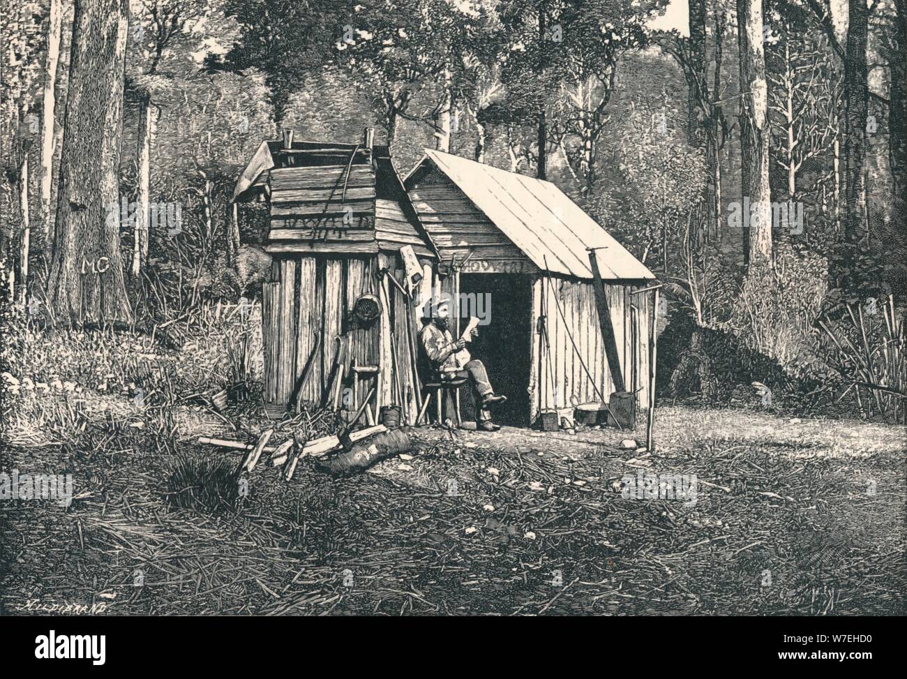 Lager der australische Hausbesetzer, 1896. Künstler: unbekannt Stockfoto