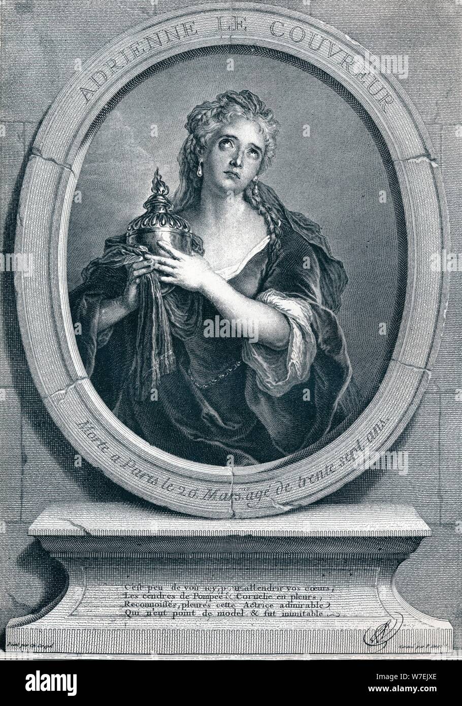 Adrienne Lecouvreur (1692-1730) als Cornelia, (1903). Künstler: Pierre Imbert Drevet Stockfoto